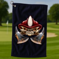Firefighter Fire Skull Axe Golf Towel
