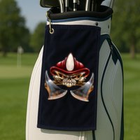 Firefighter Fire Skull Axe Golf Towel