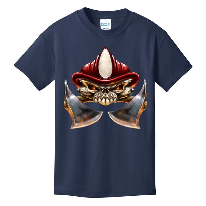 Firefighter Fire Skull Axe Kids T-Shirt