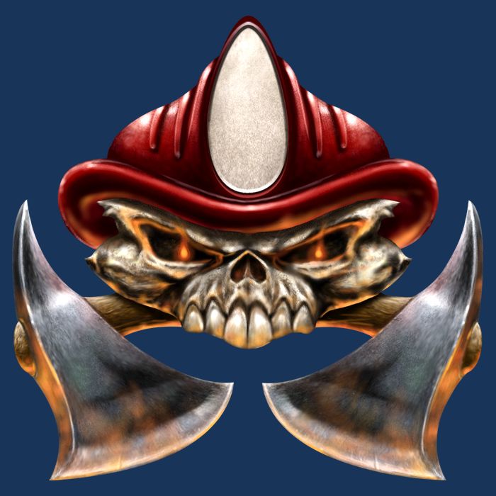 Firefighter Fire Skull Axe Kids T-Shirt