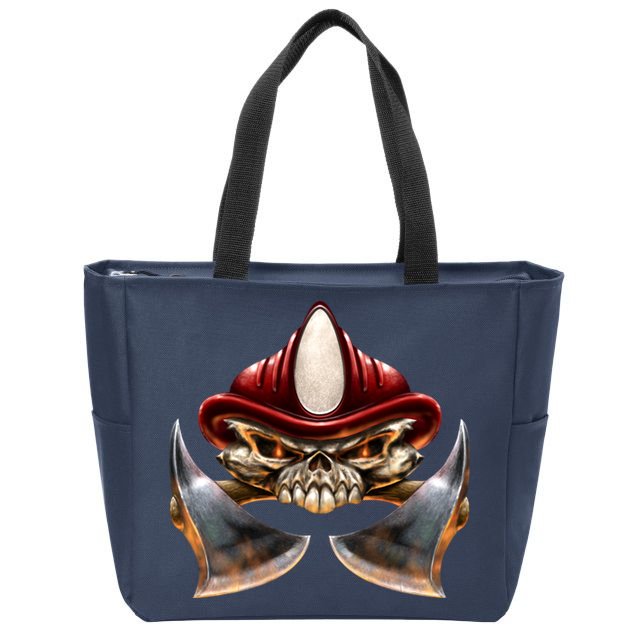 Firefighter Fire Skull Axe Zip Tote Bag
