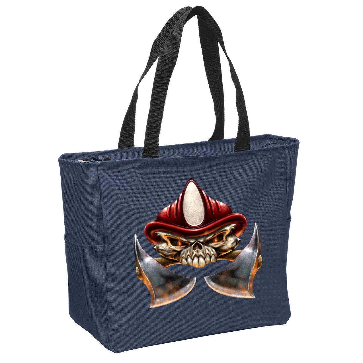 Firefighter Fire Skull Axe Zip Tote Bag