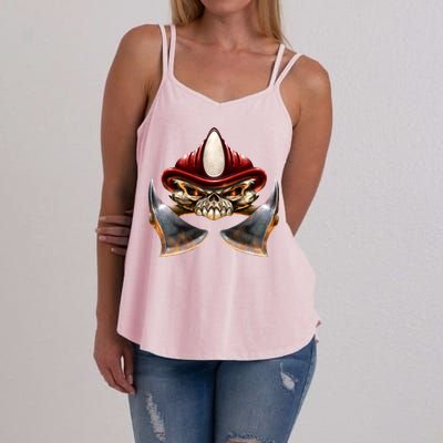 Firefighter Fire Skull Axe Women's Strappy Tank