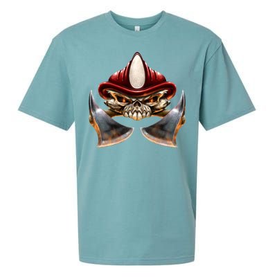 Firefighter Fire Skull Axe Sueded Cloud Jersey T-Shirt