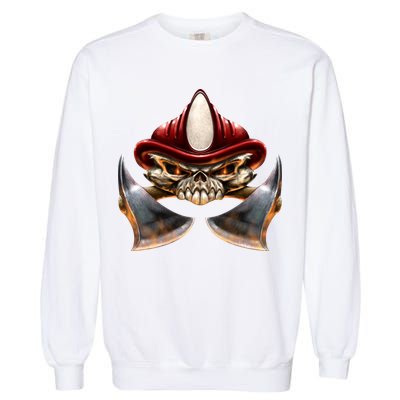 Firefighter Fire Skull Axe Garment-Dyed Sweatshirt
