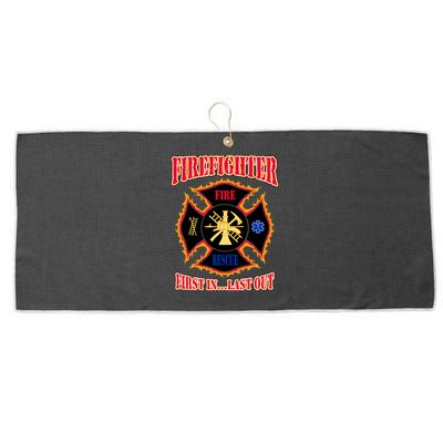 Firefighter First In Last Out Large Microfiber Waffle Golf Towel