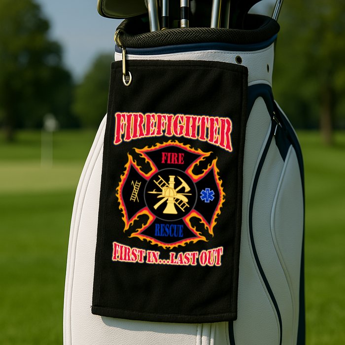 Firefighter First In Last Out Golf Towel