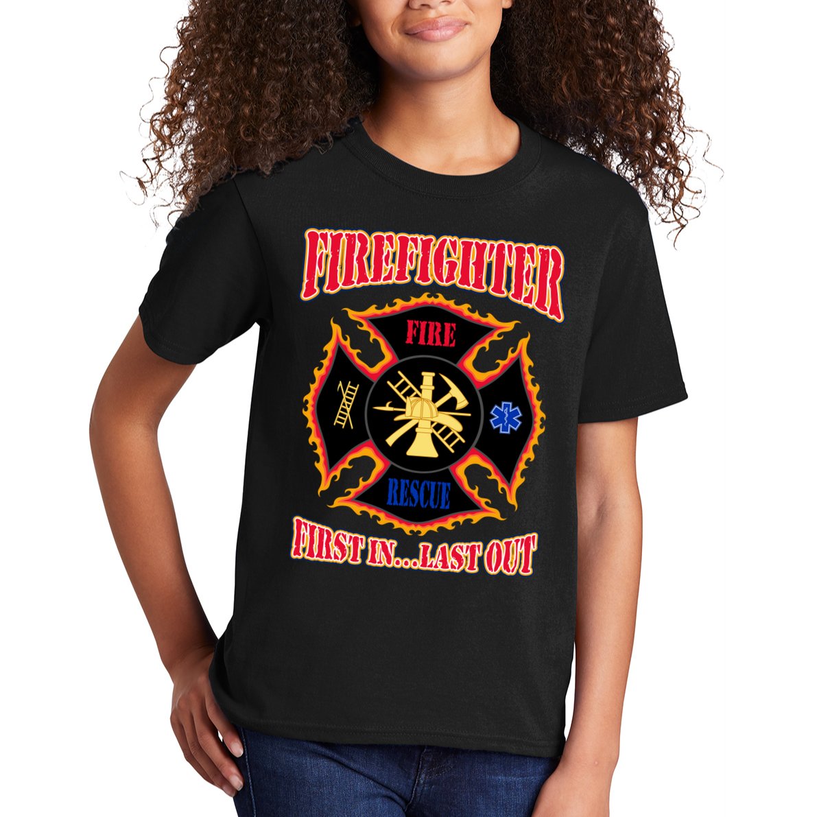 Firefighter First In Last Out Kids T-Shirt