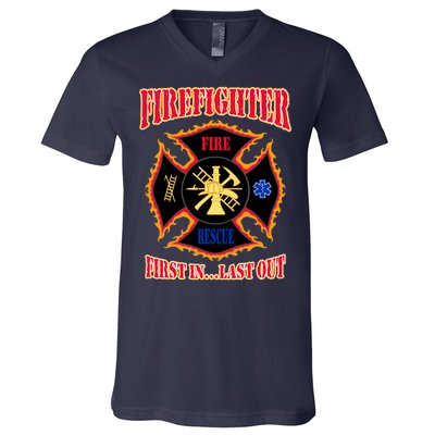 Firefighter First In Last Out V-Neck T-Shirt