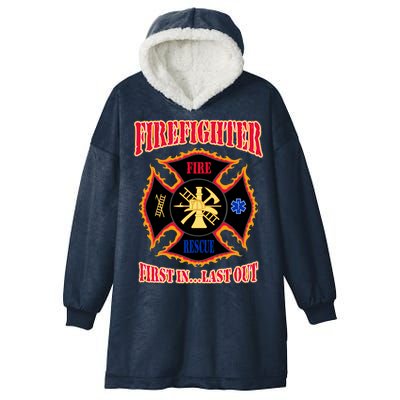 Firefighter First In Last Out Hooded Wearable Blanket