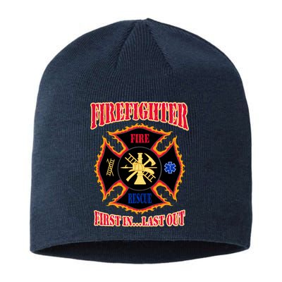 Firefighter First In Last Out Sustainable Beanie