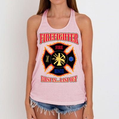 Firefighter First In Last Out Women's Knotted Racerback Tank