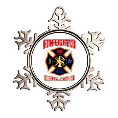 Firefighter First In Last Out Metallic Star Ornament