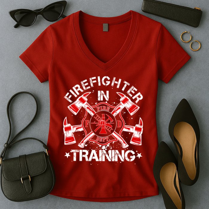 Firefighter In Training Women's V-Neck T-Shirt