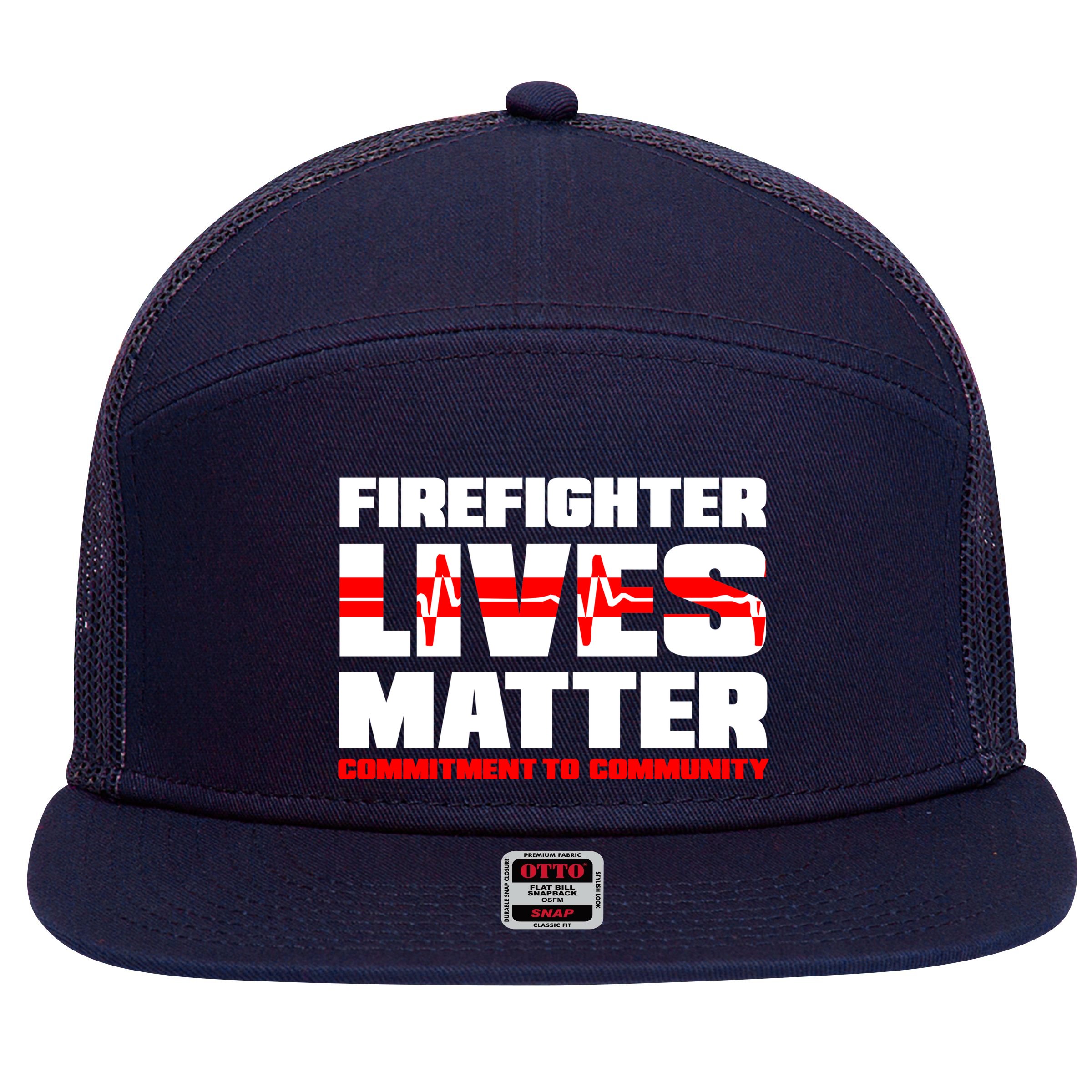 Firefighter Lives Matter 7 Panel Mesh Trucker Snapback Hat