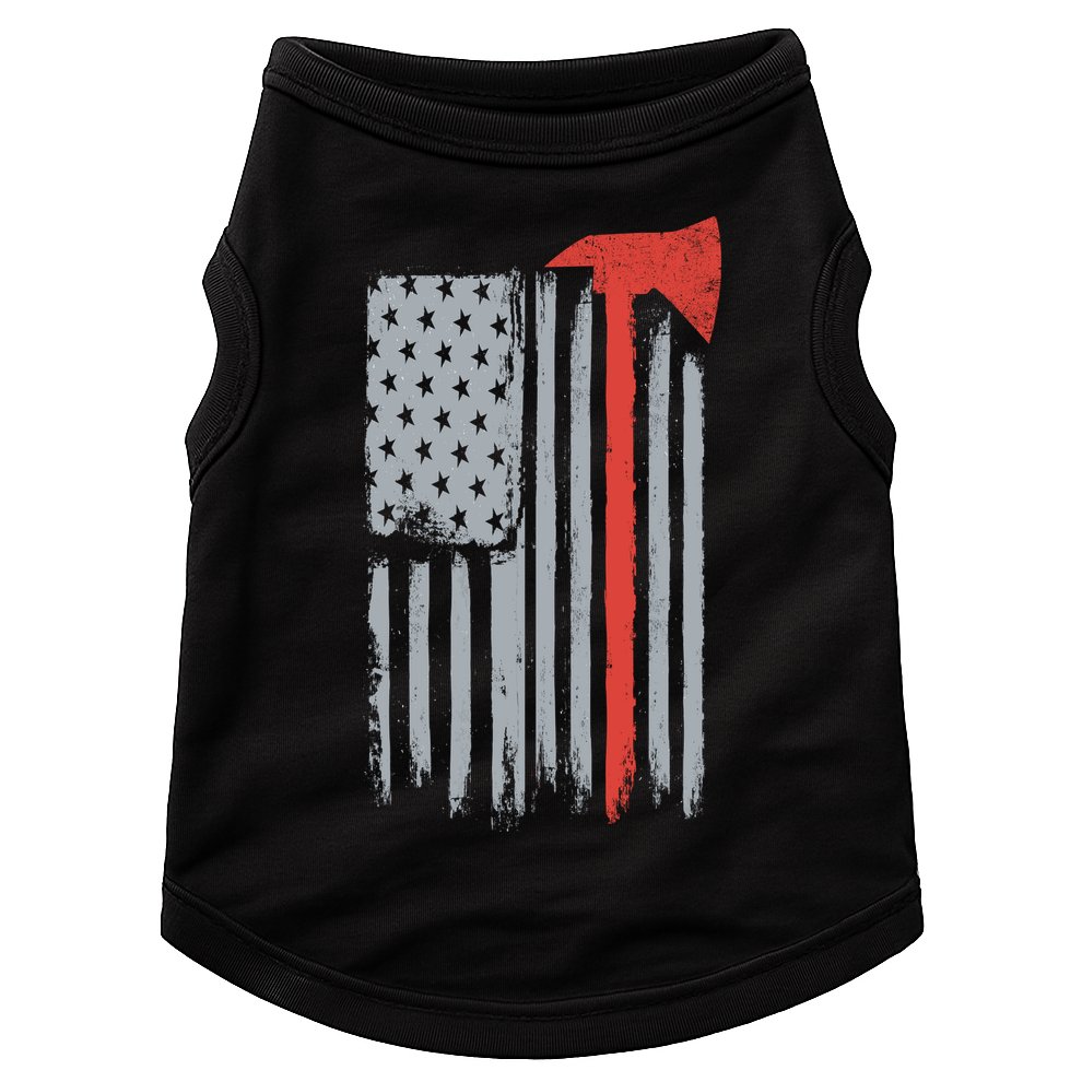 Firefighter Red Axe Vintage American Flag Doggie Tank