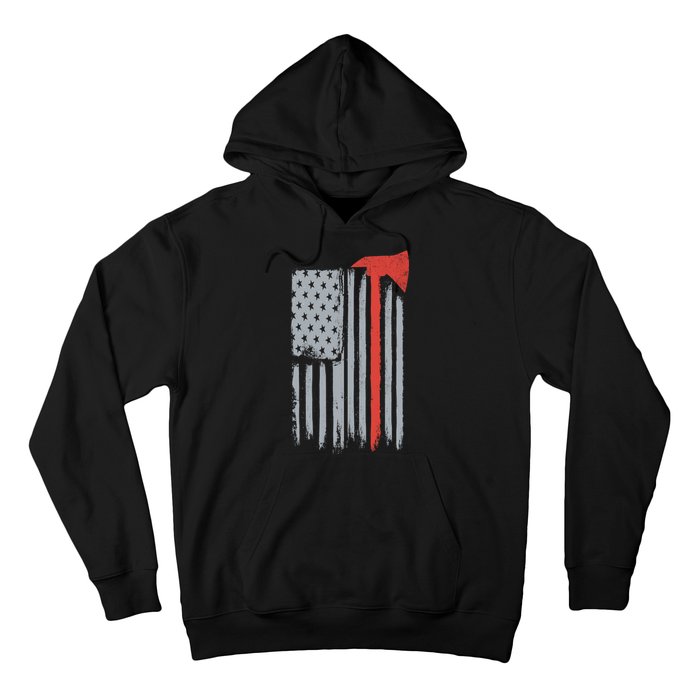 Firefighter Red Axe Vintage American Flag Hoodie