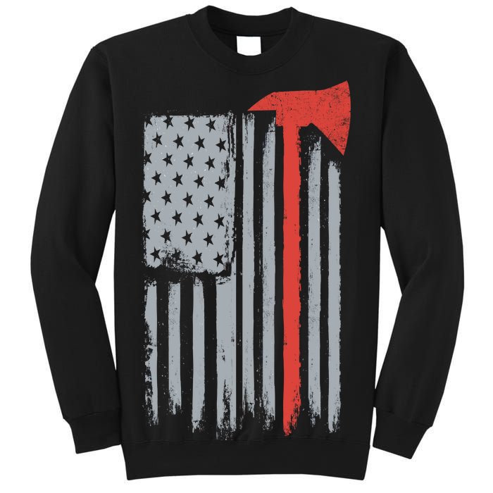 Firefighter Red Axe Vintage American Flag Sweatshirt