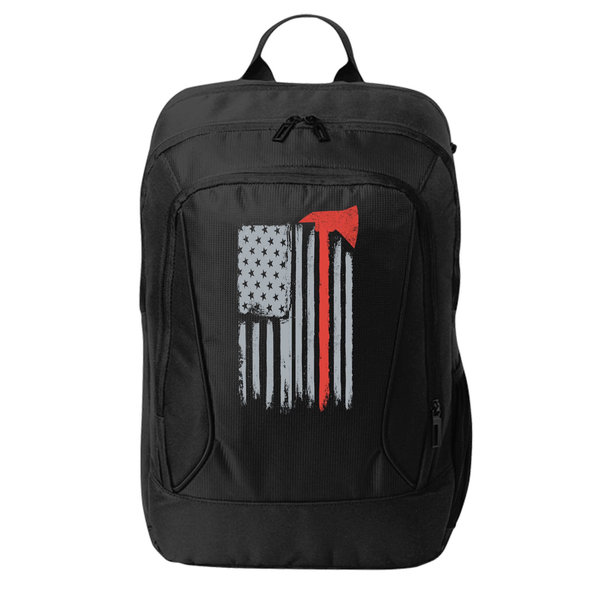 Firefighter Red Axe Vintage American Flag City Backpack