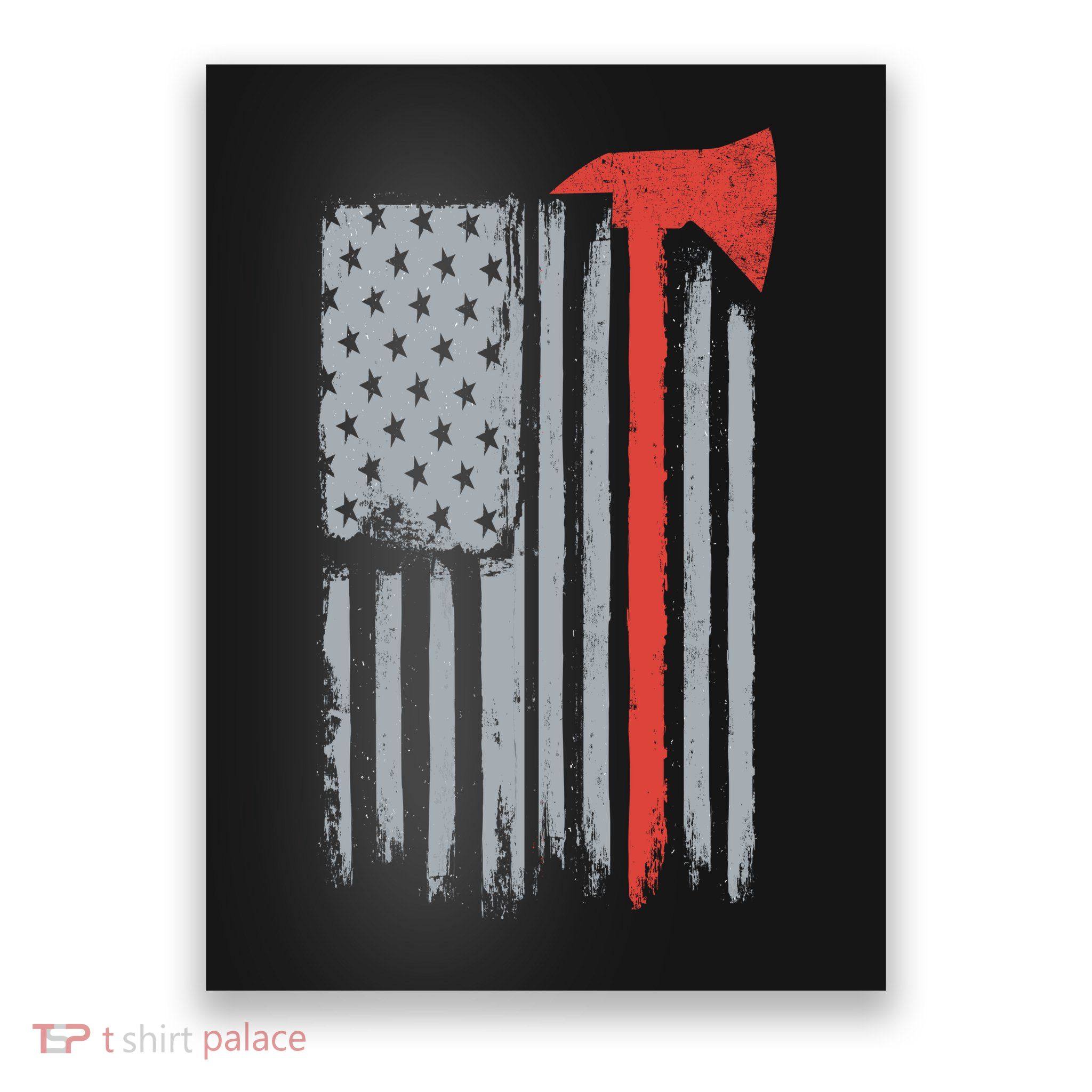 Firefighter Red Axe Vintage American Flag Poster