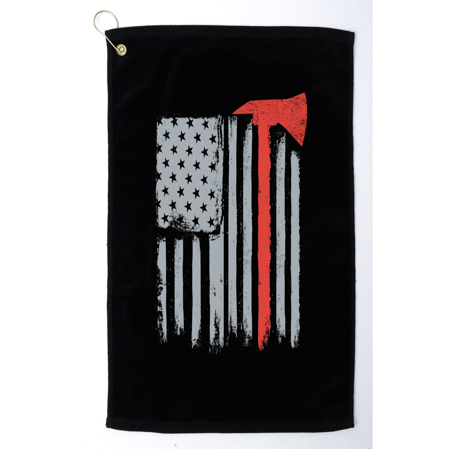 Firefighter Red Axe Vintage American Flag Golf Towel