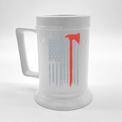 Firefighter Red Axe Vintage American Flag Beer Stein