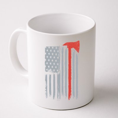 Firefighter Red Axe Vintage American Flag Coffee Mug