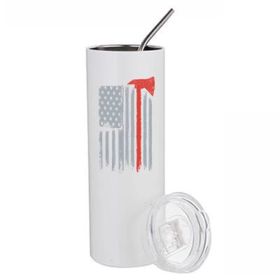 Firefighter Red Axe Vintage American Flag Stainless Steel Tumbler