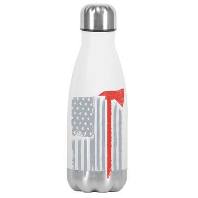 Firefighter Red Axe Vintage American Flag Stainless Steel Insulated Water Bottle