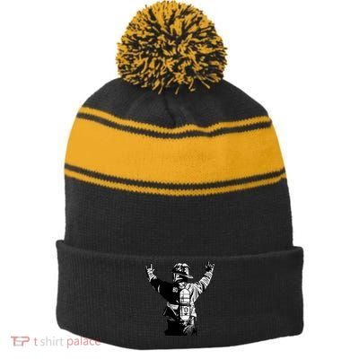 Firefighter Rock Hands Stripe Pom Pom Beanie