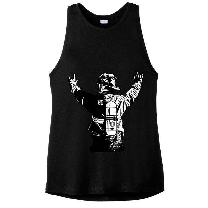 Firefighter Rock Hands Ladies PosiCharge Tri-Blend Wicking Tank
