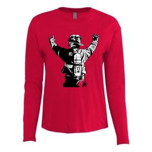 Firefighter Rock Hands Womens Cotton Relaxed Long Sleeve T-Shirt