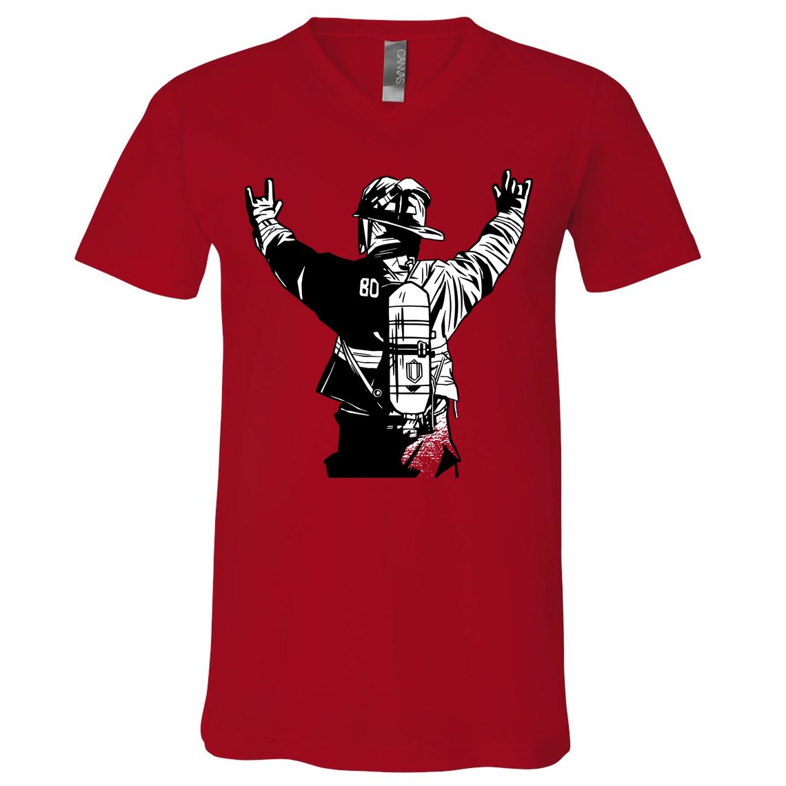 Firefighter Rock Hands V-Neck T-Shirt