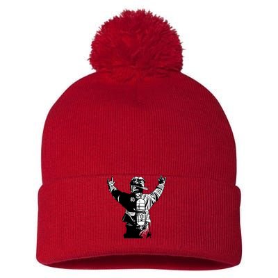 Firefighter Rock Hands Pom Pom 12in Knit Beanie