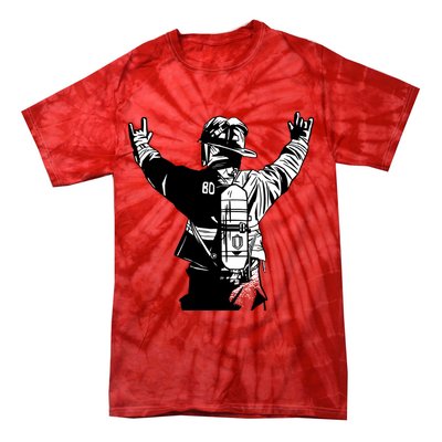 Firefighter Rock Hands Tie-Dye T-Shirt