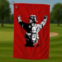 Firefighter Rock Hands Golf Towel