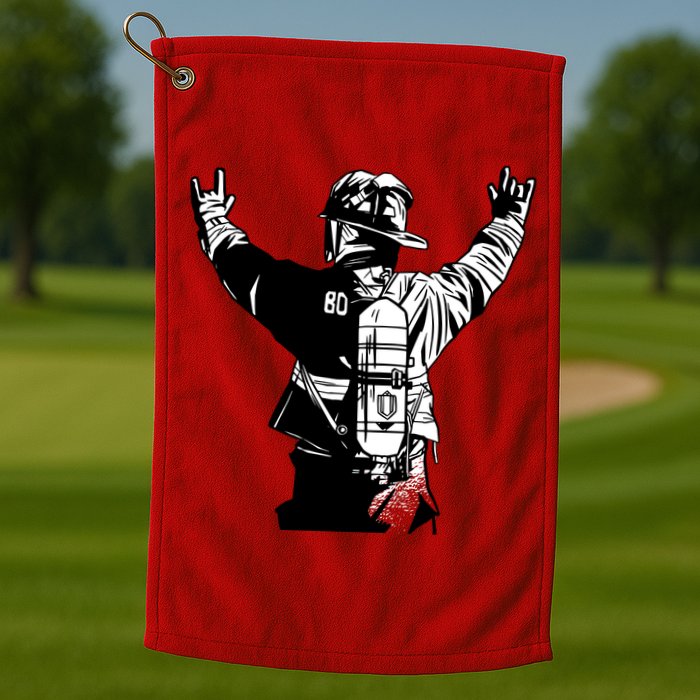 Firefighter Rock Hands Golf Towel
