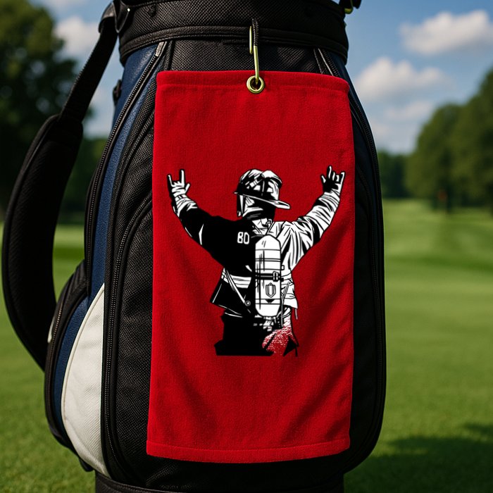 Firefighter Rock Hands Golf Towel