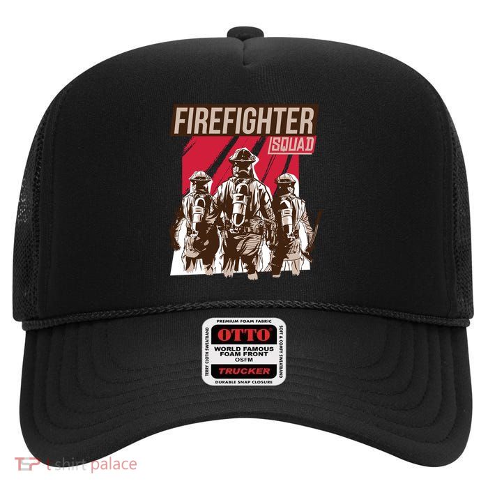 Firefighter Squad High Crown Mesh Back Trucker Hat