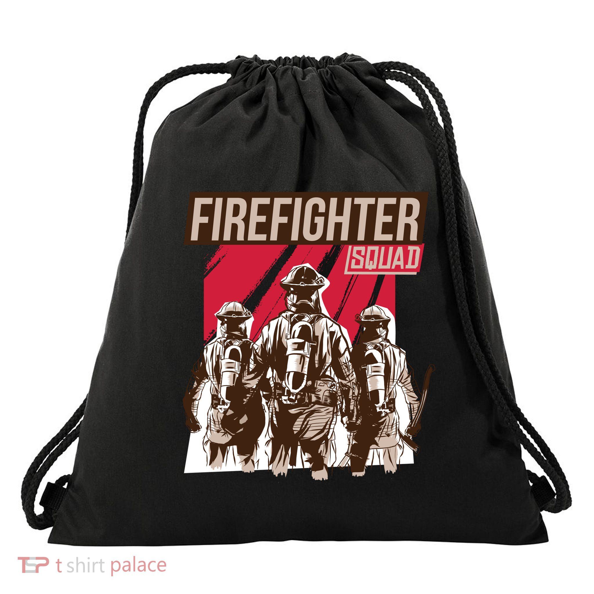 Firefighter Squad Drawstring Bag