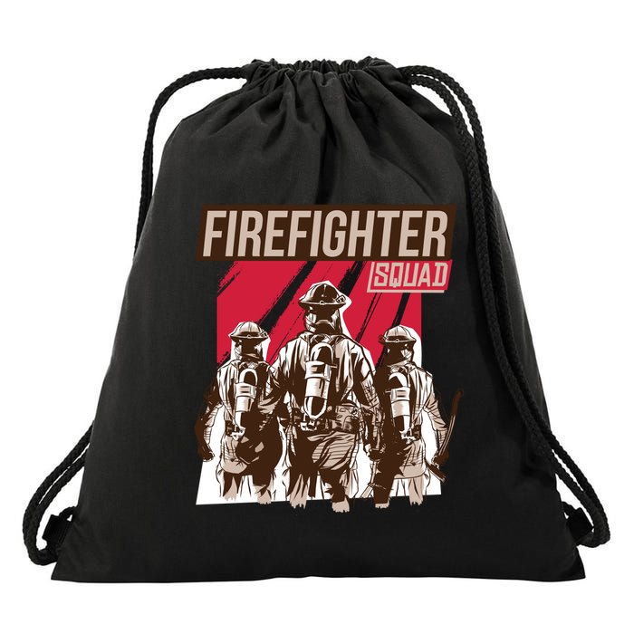 Firefighter Squad Drawstring Bag