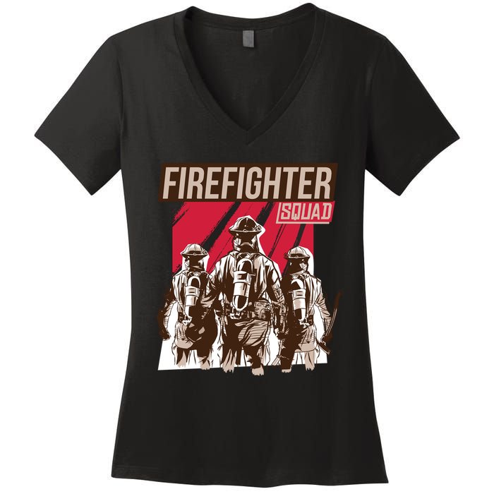 Firefighter Squad Women's V-Neck T-Shirt