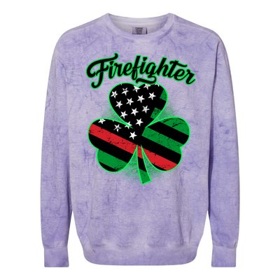 Firefighter St. Patrick's Day Red Line Clover Colorblast Crewneck Sweatshirt