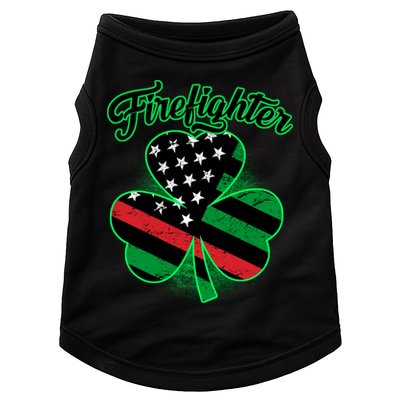 Firefighter St. Patrick's Day Red Line Clover Doggie Tank