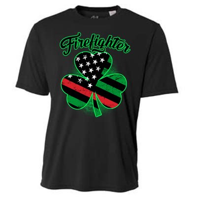 Firefighter St. Patrick's Day Red Line Clover Cooling Performance Crew T-Shirt