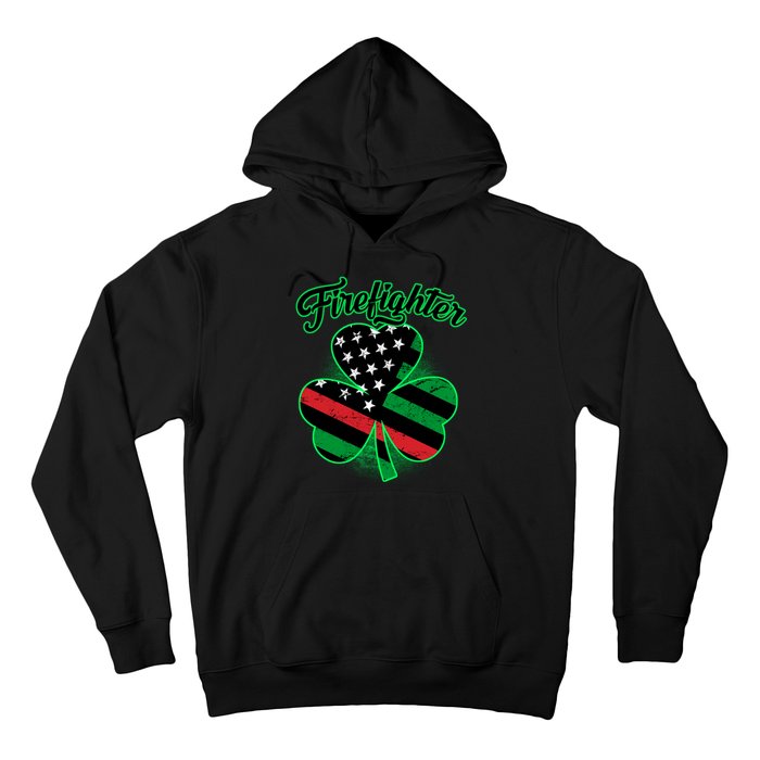 Firefighter St. Patrick's Day Red Line Clover Hoodie