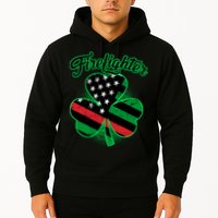 Firefighter St. Patrick's Day Red Line Clover Hoodie