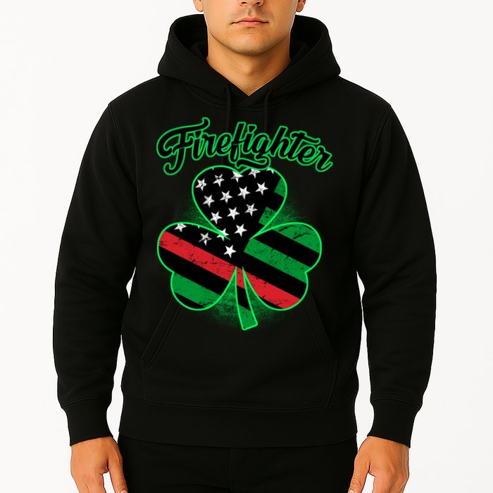 Firefighter St. Patrick's Day Red Line Clover Hoodie