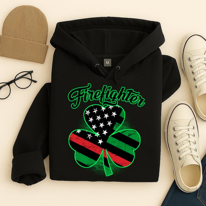 Firefighter St. Patrick's Day Red Line Clover Hoodie