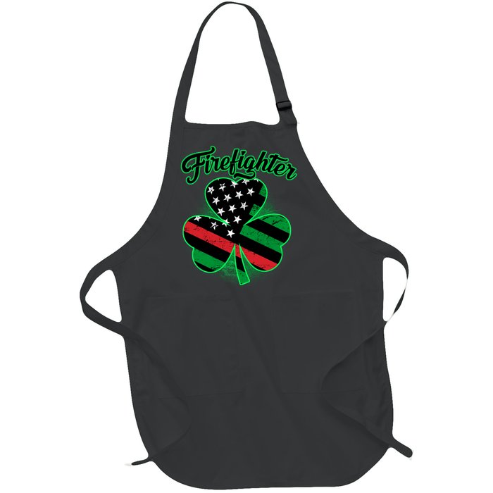 Firefighter St. Patrick's Day Red Line Clover Full-Length Apron With Pockets